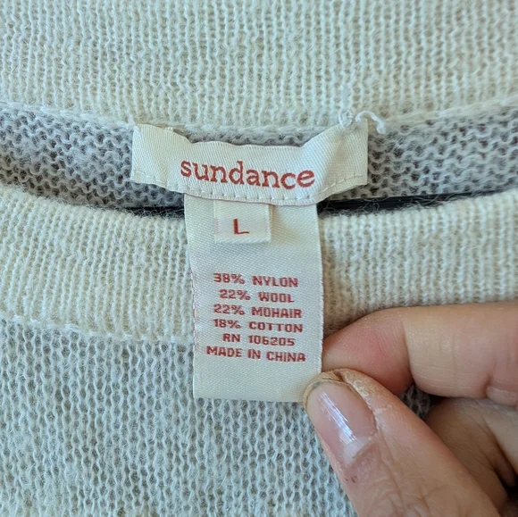 Sundance Womens Large Drifting Snow Ivory Sweater Knit Wool Mohair Classic - Picture 6 of 6